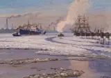 Friedrich Kallmorgen, Wintersonne im Hafen