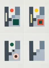 Variationen über ein Grundthema. 1964 4A-G by Rudolf Jahns, 1964, Mappe mit 7 Farbserigrafien auf FelixSchoeller PAROLE (Trockenstempel), sold Mar 2020