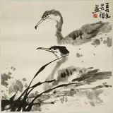 Li Kuchan, Paar Kormorane, 1959, Tusche auf Papier