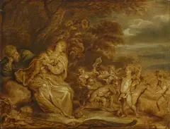 Anton van Dyck, Heilige Familie mit Engeln, Öl auf Holz