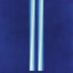 Axel Dick, "2 Lichtstreifen für Yves" (1. Version), 1968/69, Acryl auf Leinwand