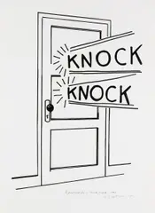 Knock, Knock Poster by Roy Lichtenstein, 1975, Linolschnitt auf ARCHES FRANCE (Wasserzeichen), sold Jun 2020