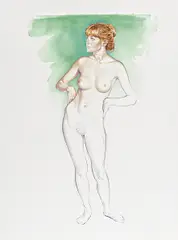 Mel Ramos, Unfinished Painting No. 1, 1999, Aquarell auf Arches FRANCE (Wasserzeichen)