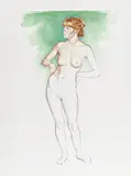 Mel Ramos, Unfinished Painting No. 1, 1999, Aquarell auf Arches FRANCE (Wasserzeichen)
