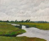 Otto Modersohn, Fischerhude-Wümmewiesen mit Melkersteg