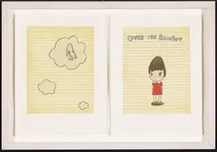 "Over the rainbow" by Yoshitomo Nara, 2005, Zwei Farblithografien auf Büttenpapier, sold Jun 2020