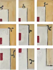 Anton Henning, The sudden and tragic death of modernism no. 4, 1998, oil on canvas, in 9 parts