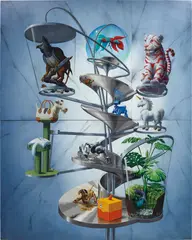 Alexis Rockman, Pet Store, 2003, oil and acrylic on panel, in 2 parts