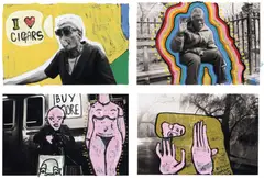 William Grob, Four works: (i) I love cigars; (ii) Another broken man; (iii) Buy more feel less; (iv) Gustav Klimt in central park, 2015, each acrylic, pen and c-print