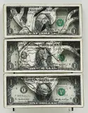 Scott Campbell, Anatomical Heart, 2009, US currency, in 3 parts