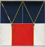 Gianfranco Pardi, Architectura, 1973, oil on canvas, metal brackets, rope and fixings