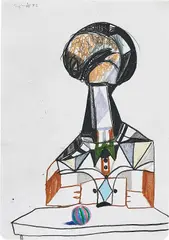 Untitled by George Condo, 1992, crayon on paper, sold Dec 2017