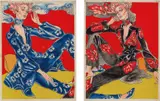 Antonio Lopez, Untitled (Donna Mitchell), 1971, pencil, pastel, watercolour and coloured paper on paper, in 2 parts