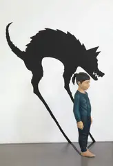 Yasam Sasmazer, Treacherous Wolf, 2008, wood and wall vinyl