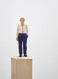 Stephan Balkenhol, Mann mit grauen Haaren, 2003, painted Wawa wood