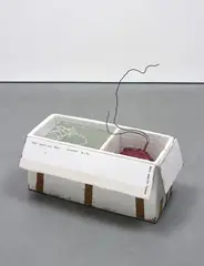 Gregor Schneider, Kopf, Bauch und Darm, 1997 - 1999, painted cardboard, marker pen, metal, glass, wax, plastic, parcel tape, corrective fluid and organic materials, in 24 parts