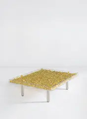 Table Monogold TM by Yves Klein, 1961, 3000 Gold leaves, Plexiglas, glass and chrome-plated metal, offered Dec 2017