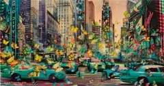 Joseph Klibansky, On the Move, 2010, acrylic, ink, resin and archival cotton paper on Dibond
