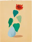 Sunflower H (Paper Pool I) by David Hockney, 1978, Unique hand-coloured pressed paper pulp, on yellow TGL handmade paper, the full sheet, sold Jan 2017