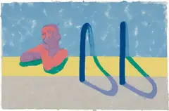 David Hockney, Gregory in the Pool E (Paper Pool 4), 1978, Unique hand-coloured pressed paper pulp, on white TGL handmade paper, the full sheet