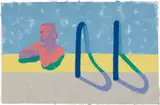 Gregory in the Pool E (Paper Pool 4) by David Hockney, 1978, Unique hand-coloured pressed paper pulp, on white TGL handmade paper, the full sheet, sold Jan 2017