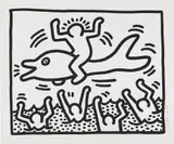 Keith Haring, Untitled (Man on Dolphin), 1987, Lithograph, on wove paper, with full margins