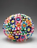 Plush Flowerball by Takashi Murakami, 2008, Polyester and cotton spherical multiple in colours with acrylic boa and polyurethane, sold Jan 2017