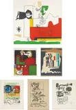 Le Corbusier, Totem; Portrait; Modular; Unité: two plates; and Don Quijote, c. 1955-1965, Six prints, including four lithographs (three in colours), and two etchings (one in colours), on wove papers, with full margins