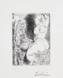 Pablo Picasso, Vieux Peintre, Modèle et Spectateur (Old Painter, Model and Spectator), pl. 68 from Séries 347, 1968, Etching, drypoint and scraper, on wove paper, with full margins
