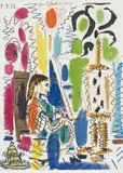 L'Atelier de Cannes (Cannes Studio) (cover for Ces peintres nos amis vol. II) by Pablo Picasso, 1958, Lithograph in colours, on Arches paper, the full sheet, sold Jan 2017