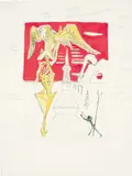 La Fusée (The Rocket), for Hommage à Leonardo da Vinci (American Inventions) by Salvador Dalí, 1975, Drypoint with extensive hand-colouring in gouache, on BFK Rives paper, with full margins, sold Jan 2017