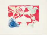 L'Aéroplane (Aeroplane), for Hommage à Leonardo da Vinci (American Inventions) by Salvador Dalí, 1975, Drypoint with extensive hand-colouring in gouache, on Arches paper, with full margins, sold Jan 2017