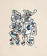 Parade nuptiale (Courtship) by Jean Dubuffet, 1973, Screenprint in colours, on tan Canson paper, with full margins,, sold Jan 2017