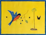 Craigie Aitchison, Blue Bird Yellow Landscape