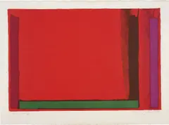 Small Red by John Hoyland, 1968, Lithograph in colours, on BFK Rives paper, with full margins, sold Jan 2017