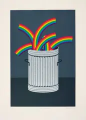 Rubbish Rainbows by Patrick Hughes, 1978, Screenprint in colours, on heavy wove paper, with full margins, sold Jan 2017