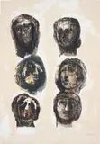 Henry Moore, Six Heads Olympians, 1982, Lithograph in colours, on BFK Rives paper, the full sheet
