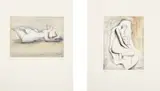 Henry Moore, Sketchbook 1928, The West Wind Relief, 1979-80, Two etching and aquatints in colours, on Arches paper, with full margins, with the accompanying sketchbook facsimile and explanatory catalogue, all contained in the original paper-covered portfolio