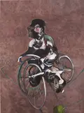 Portrait of George Dyer Riding a Bicycle by Francis Bacon, 1966/2015, Diasec mounted giclée print in colours, on Alu Dibond support, the full sheet,, sold Jan 2017