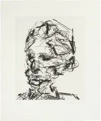 Michael, from Seven Portraits by Frank Auerbach, 1989-90, Etching in black and grey, on wove paper, with full margins, sold Jan 2017