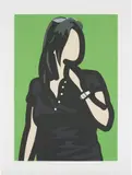 Tourist with Watch, from Tourists by Julian Opie, 2014, Screenprint in colours with hand-painting on Somerset Velvet paper, with full margins, contained in a sprayed white wood, sold Jan 2017