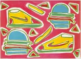 Katherine Bernhardt, Cheeseburger Deluxe, 2016, Lithograph in colours, on Somerset Velvet paper, with full margins