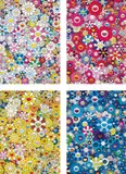 An Homage to Yves Klein, Multicolor C; An Homage to Monopink 1960 C; An Homage to Monogold 1960 C; and An Homage to IKB 1957 C by Takashi Murakami, 2012, Four offset lithographs in colours, on smooth wove paper, the full sheets, sold Jan 2017
