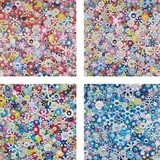 Shangri-La Pink; Bouquet of Love; Shangri-La Shangri-La Shangri-La; and Shangri-La Blue by Takashi Murakami, 2012-2016, Four offset lithographs in colours, on smooth wove paper, the full sheets, sold Jan 2017