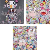 Panda & Panda Cubs; Kaikai & Kiki: Dreaming of Shangri-la; and The Creative Mind by Takashi Murakami, 2015, Three offset lithographs in colours, on smooth wove paper, the full sheets, sold Jan 2017