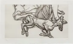 Lucian Freud, Pluto, 1988, Etching and drypoint with hand-colouring in grey watercolour, on Somerset Satin paper, with full margins