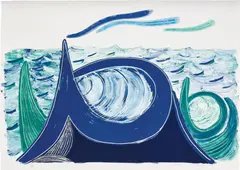 David Hockney, The Wave, A Lithograph, 1990, Lithograph in colours, on Arches paper, the full sheet