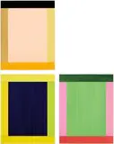 Anima Mundi 89-3 by Imi Knoebel, 2012, Acrylic in colours, on three constructed plastic panels, each laid down to aluminium (as issued), sold Jun 2017