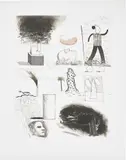David Hockney, Showing Maurice the Sugar Lift, 1974, Etching with drypoint, sugar-lift aquatint and roulette in black and red, on Inveresk mould-made paper, with full margins