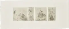 Study for Rumplestiltskin by David Hockney, 1961, Four etchings, printed on one sheet of hand-made Crisbrook paper, with full margins, offered Jun 2017